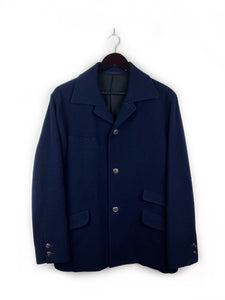 1997 General Research Left-Handed Wool Coat Navy - Large